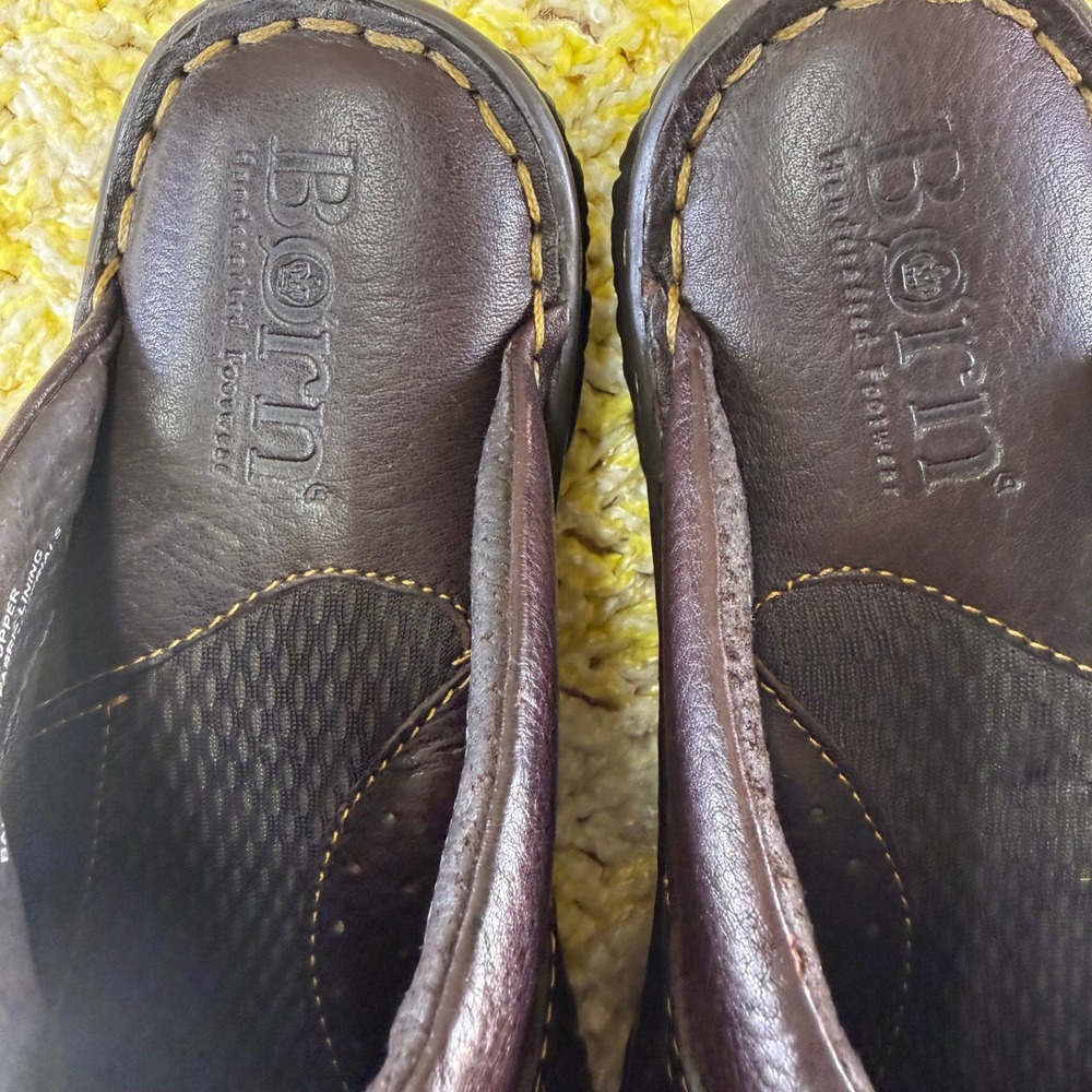 Born Womens Leather‎ Clogs Mules Dark Brown Buckle Slip On Shoes W61617 Size 6 - Picture 11 of 16